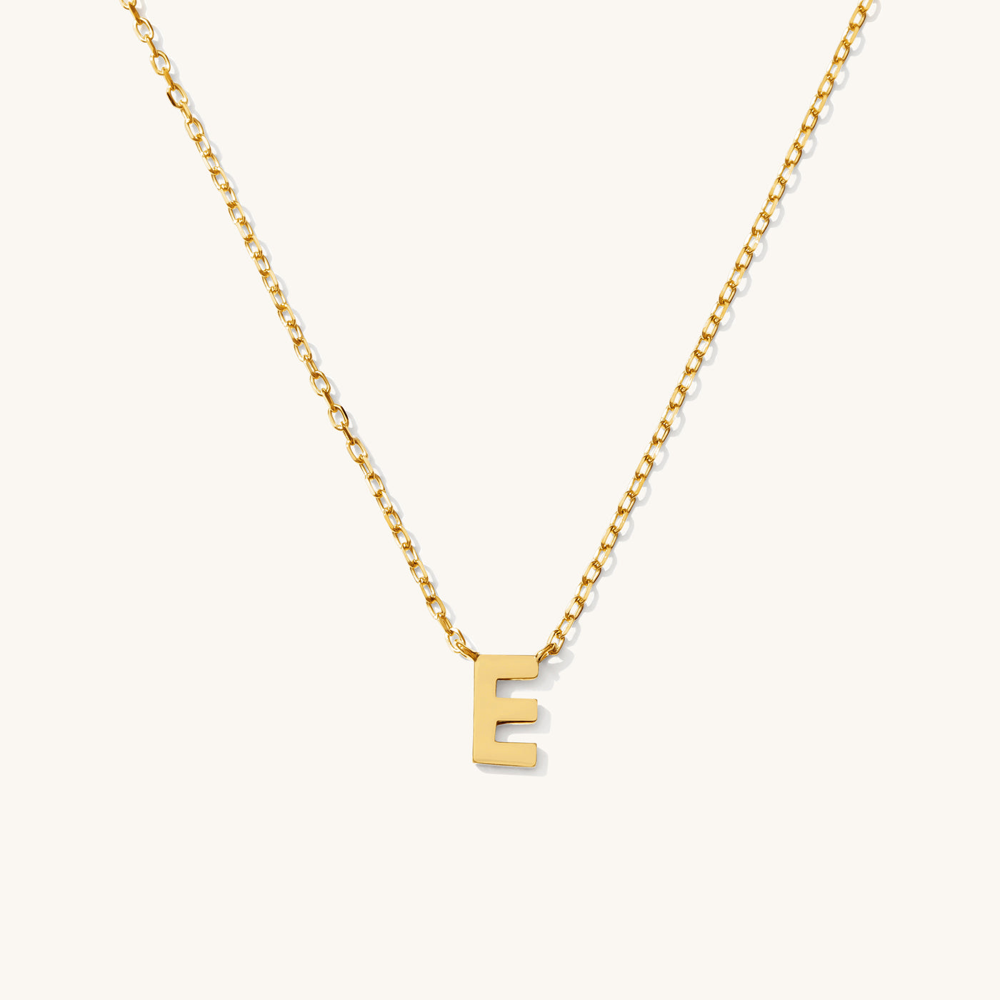 E Tiny Initial Necklace - 14k Solid Gold