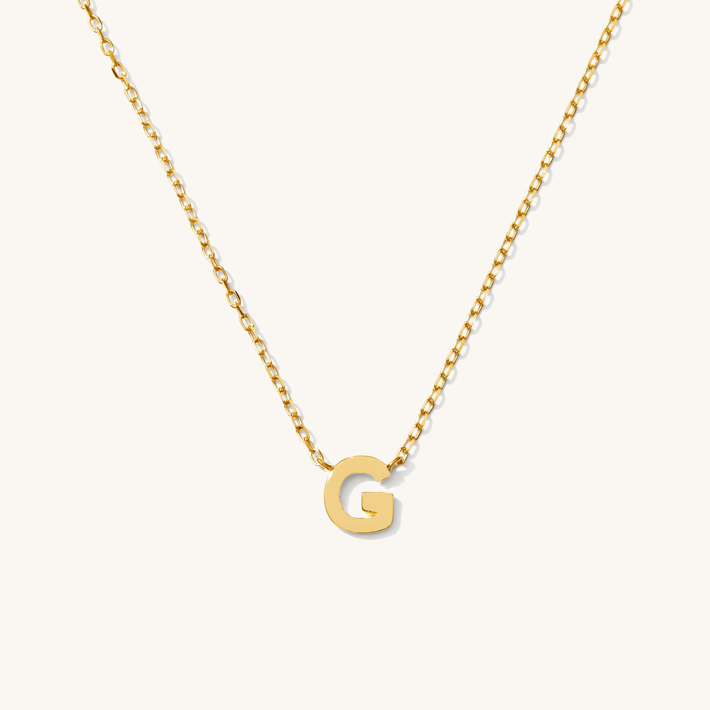 G Tiny Initial Necklace - 14k Solid Gold