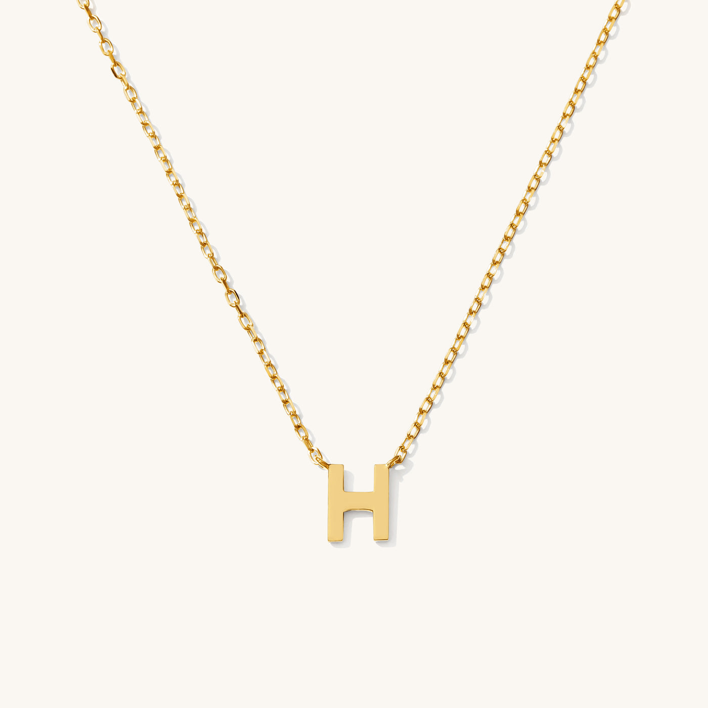 H Tiny Initial Necklace - 14k Solid Gold