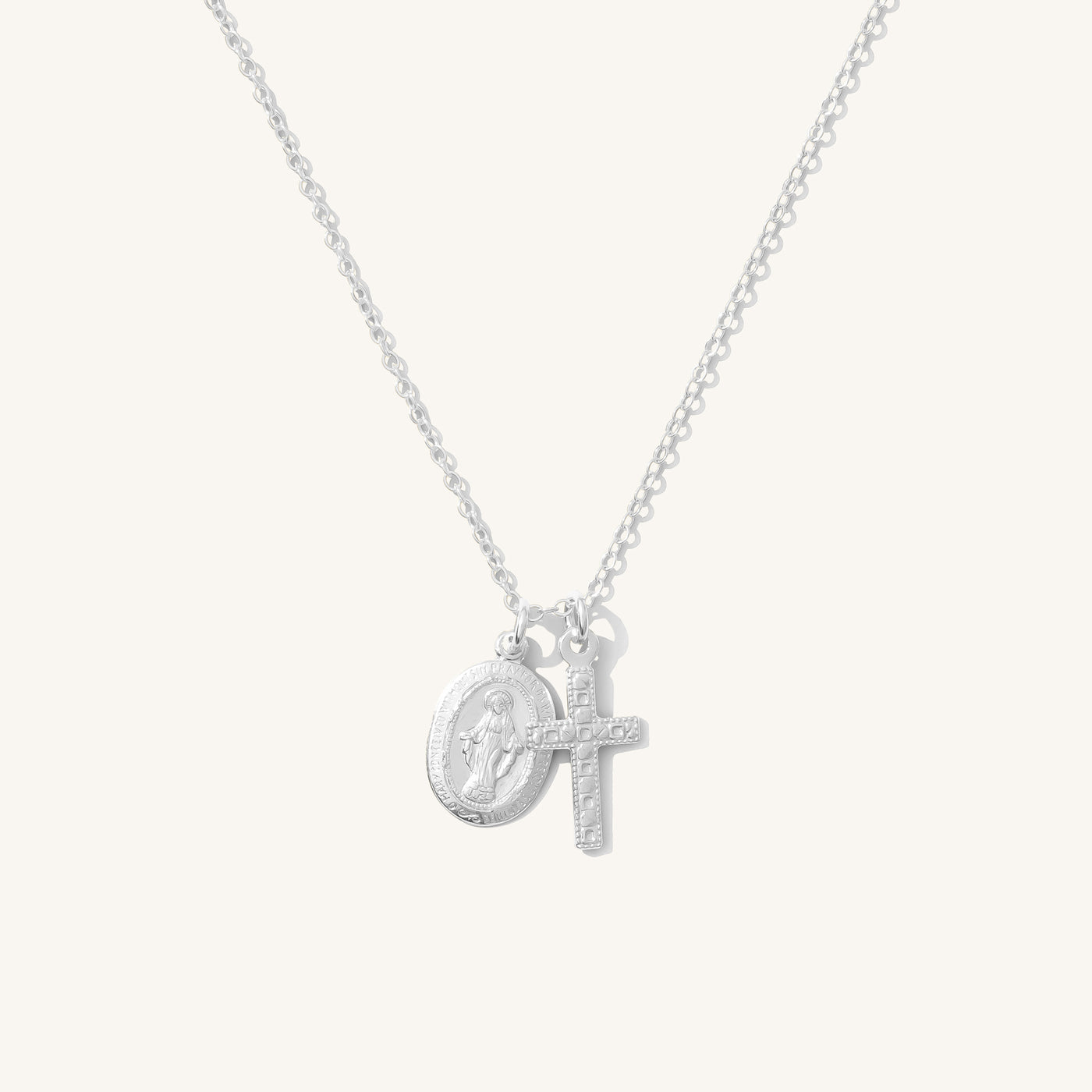 Tiny Virgin Mary & Cross Necklace | Simple & Dainty Jewelry