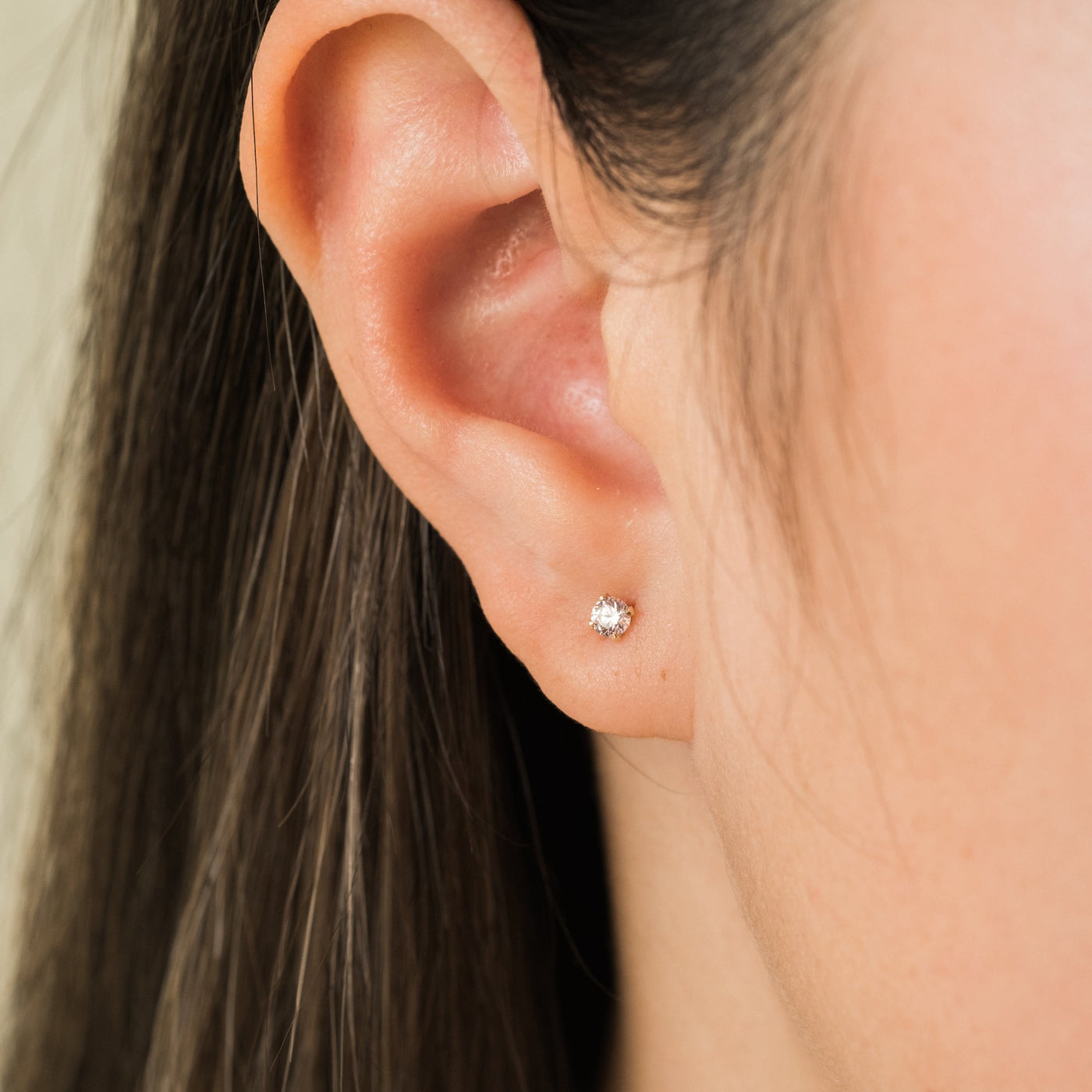 April Birthstone Stud Earrings (Diamond) | Simple & Dainty Jewelry