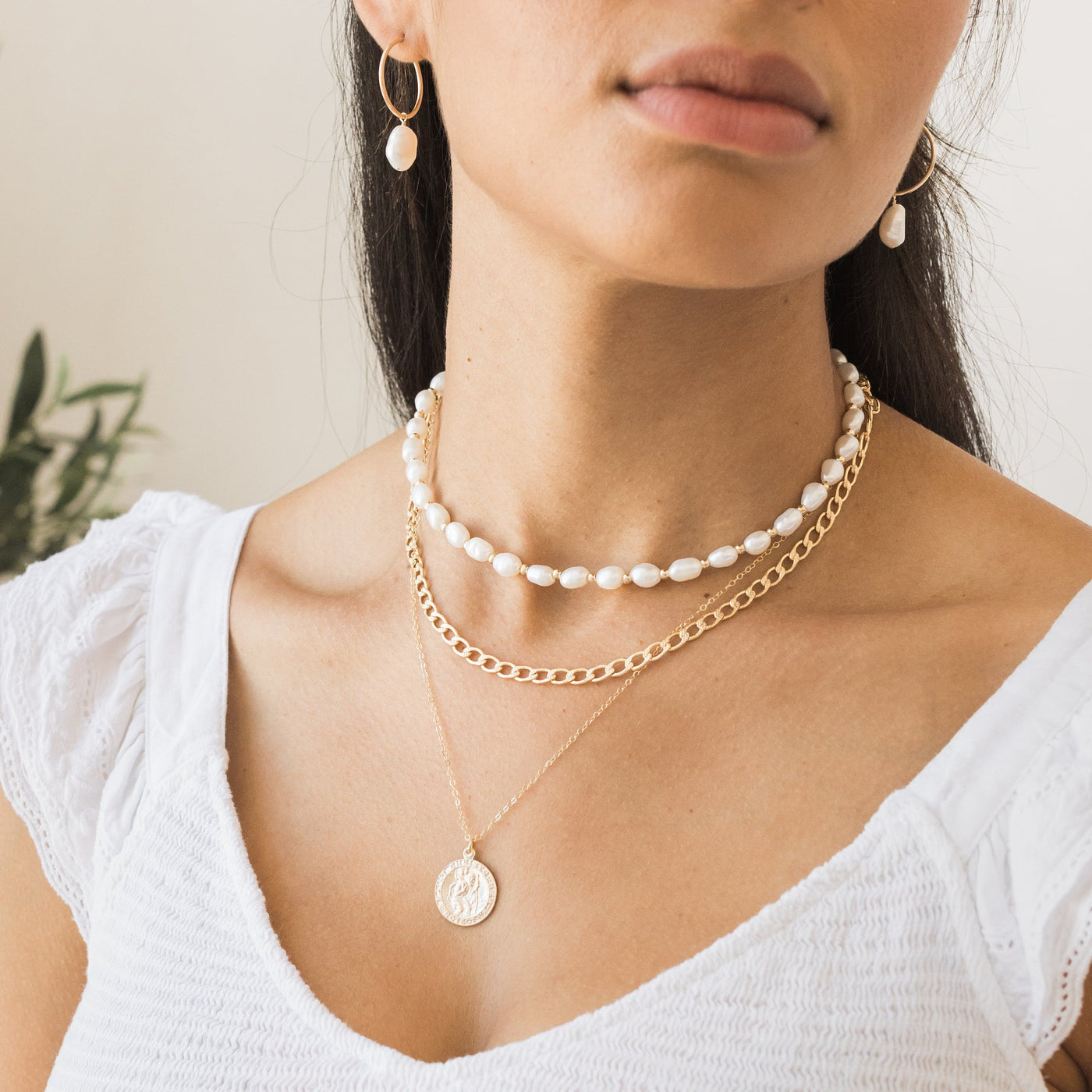 Baroque Pearl Hoop Earrings | Simple & Dainty Jewelry