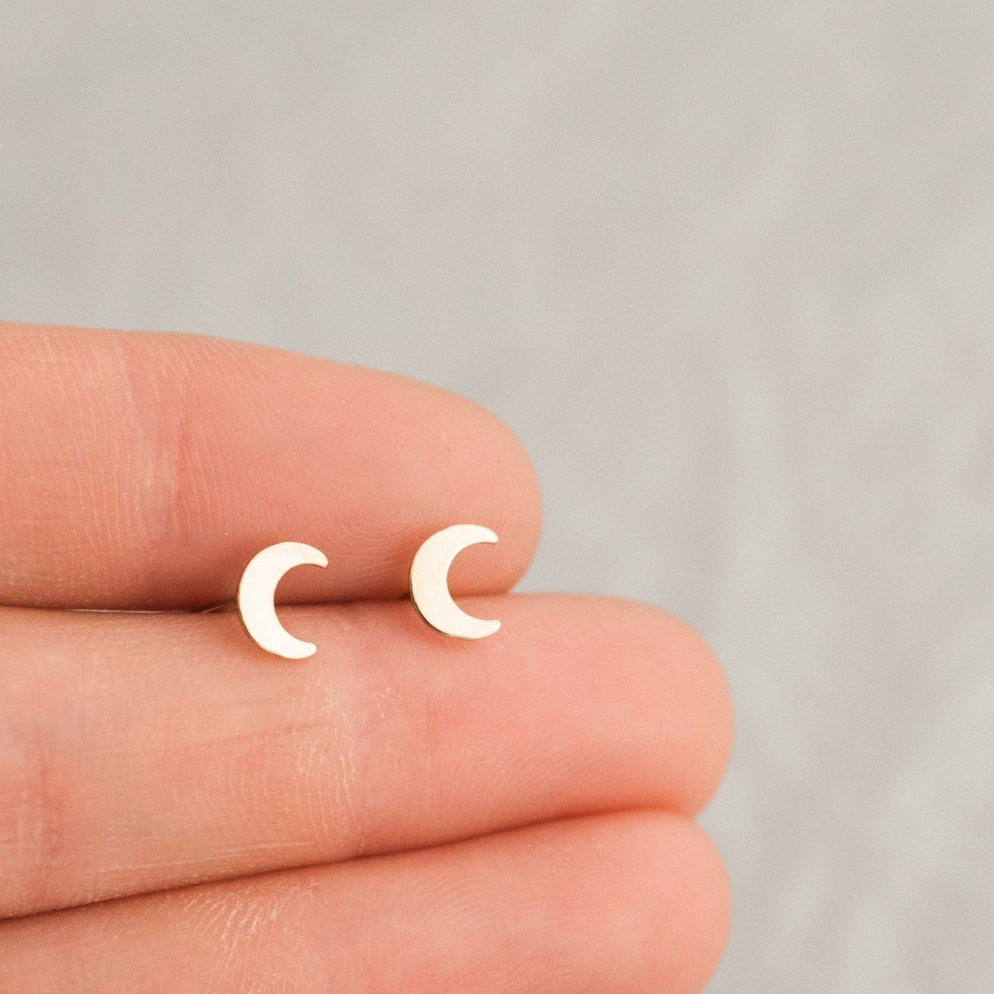 Crescent Moon Stud Earrings by Simple & Dainty Jewelry