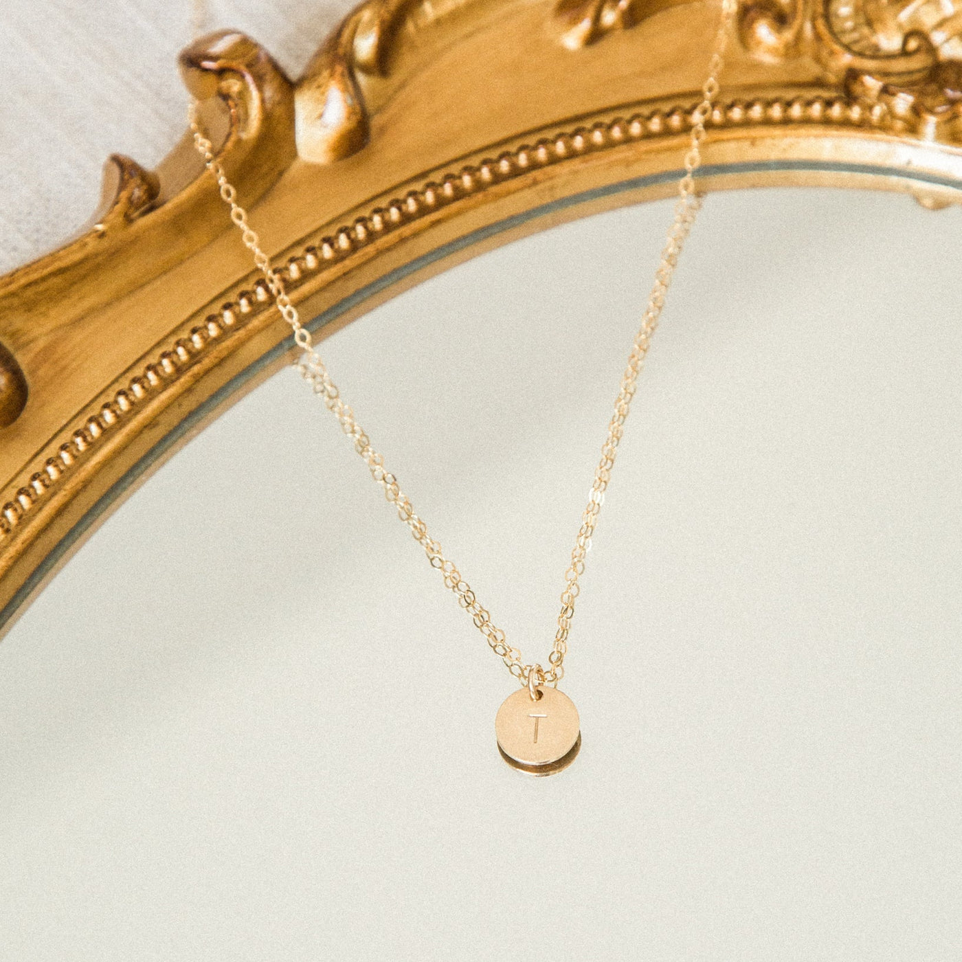 Tiny Monogram Charm Necklace GOLD Fill Initial Necklace 
