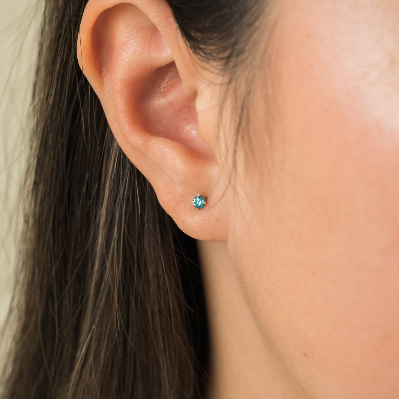 December Birthstone Stud Earrings (Blue Topaz) | Simple & Dainty Jewelry