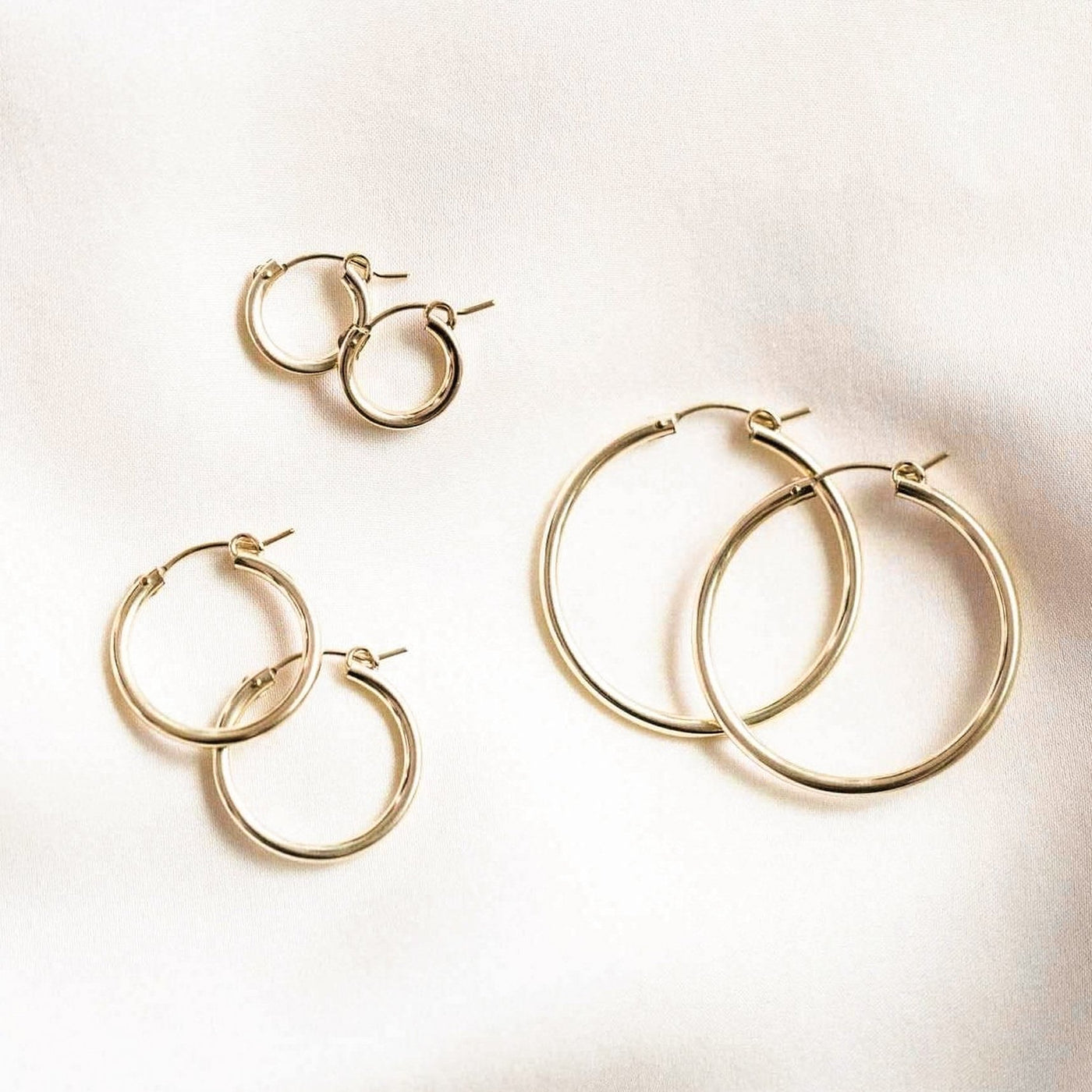 Small (13mm) Medium (22mm) Large (35mm) X-Large (50mm), Everyday Hoop Earrings by Simple & Dainty Jewelry