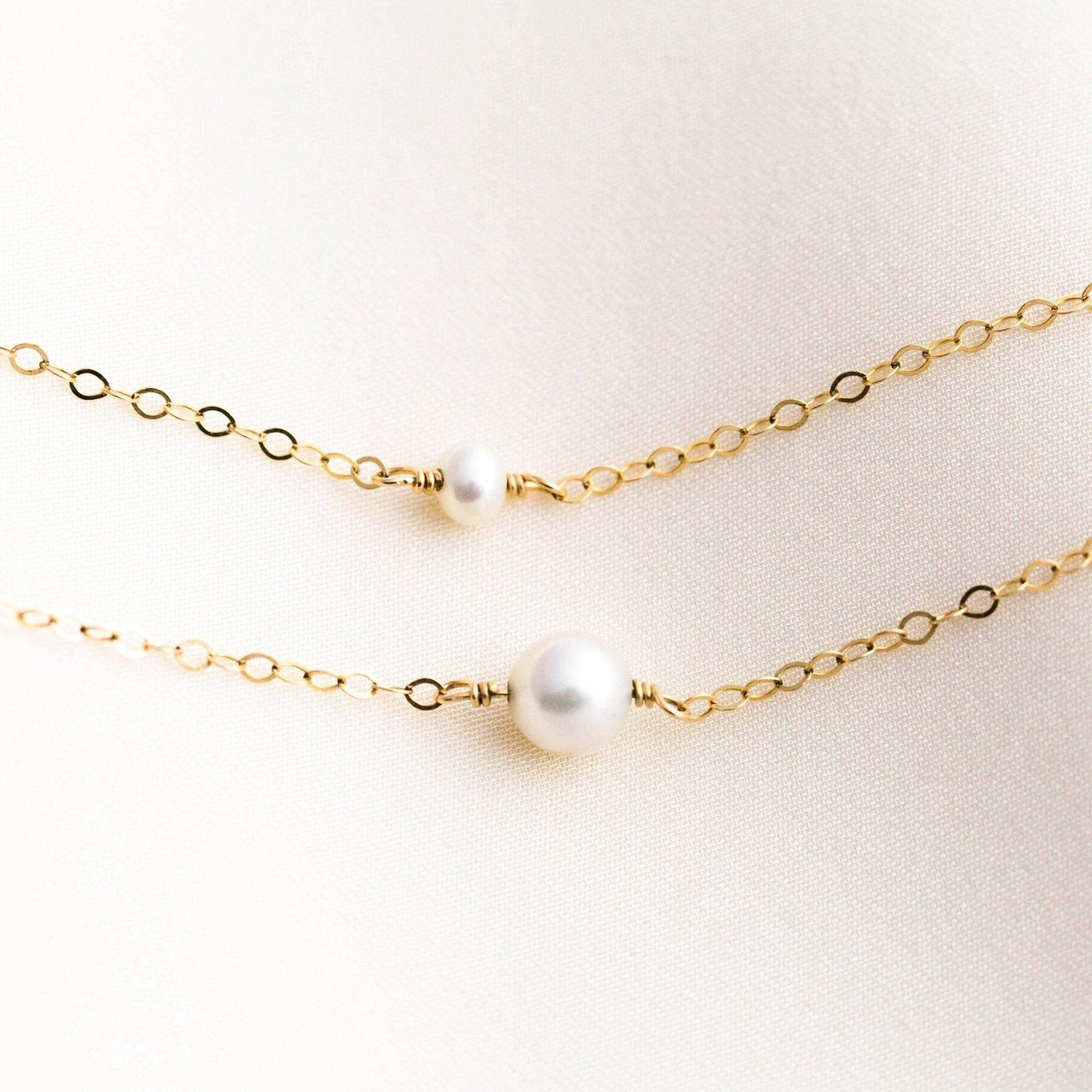 Small Pearl Large Pearl Freshwater Pearl Bracelet by Simple & Dainty Jewelry