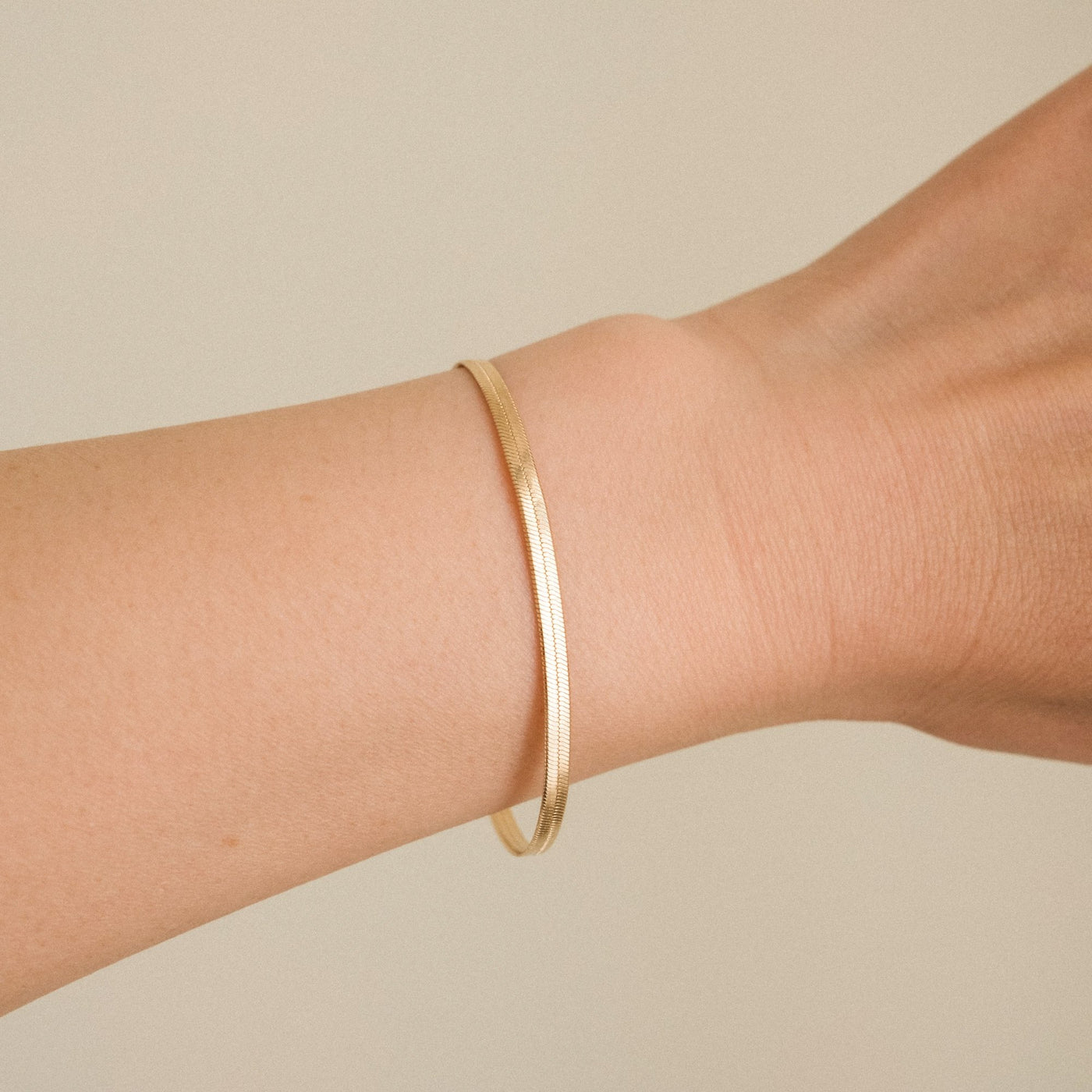 Gold Herringbone Bracelet by Simple & Dainty Jewelry Brazilian Gold Filled