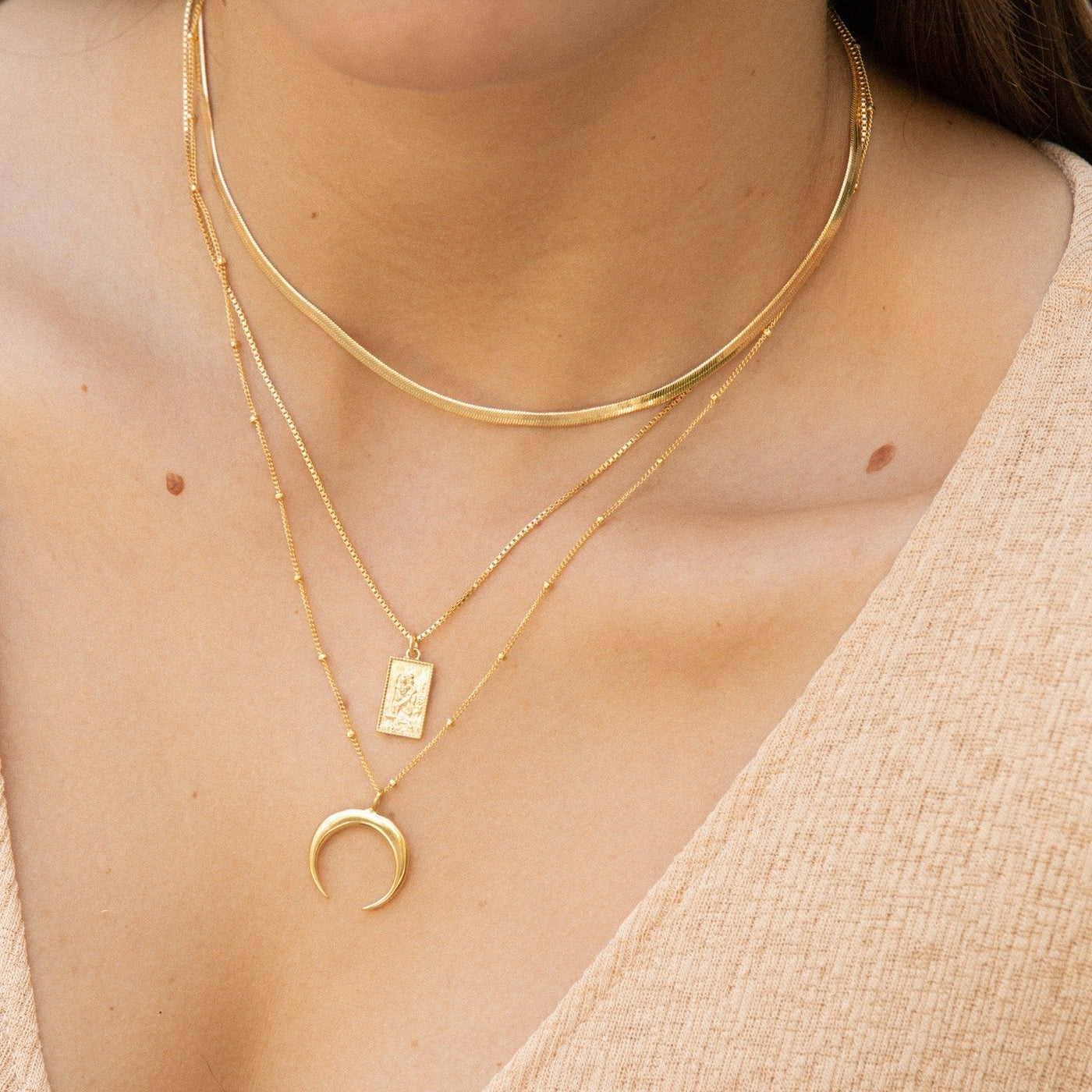 Gold Herringbone Necklace by Simple & Dainty Jewelry