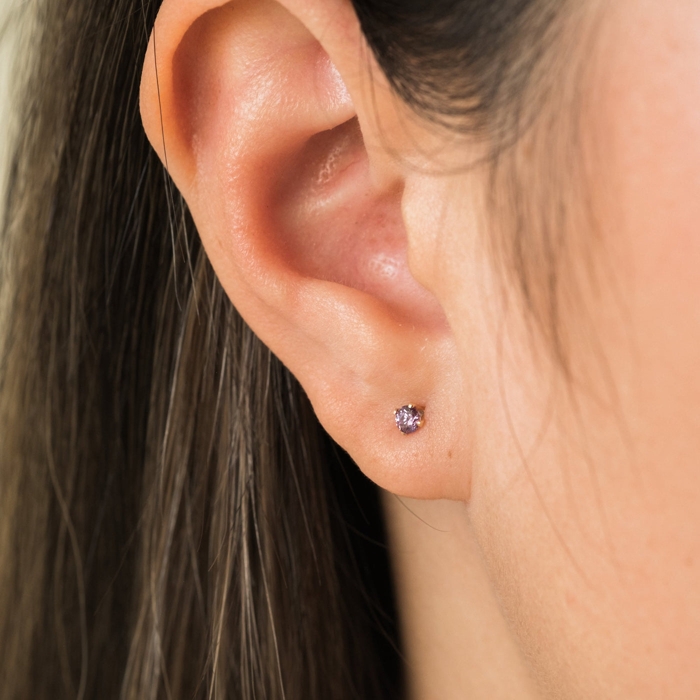 June Birthstone Stud Earrings (Alexandrite) | Simple & Dainty Jewelry