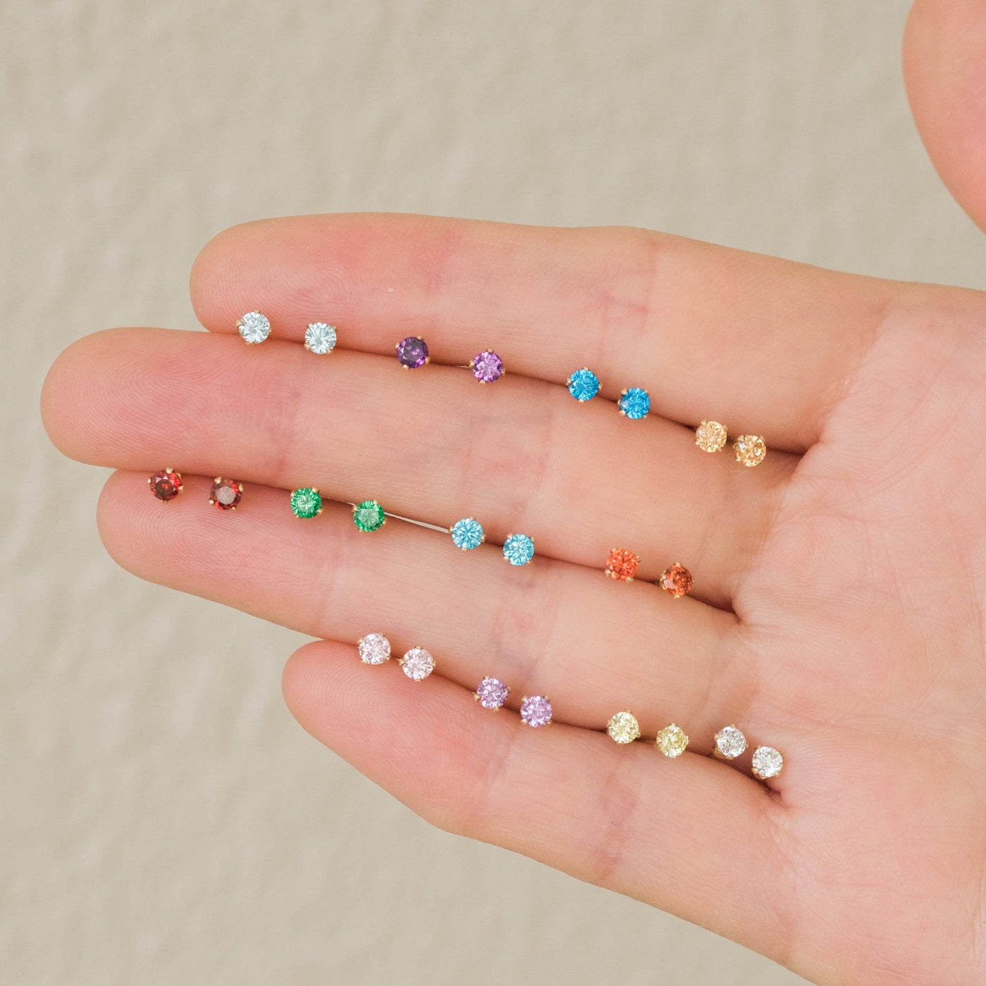 May Birthstone Stud Earrings (Emerald) | Simple & Dainty Jewelry
