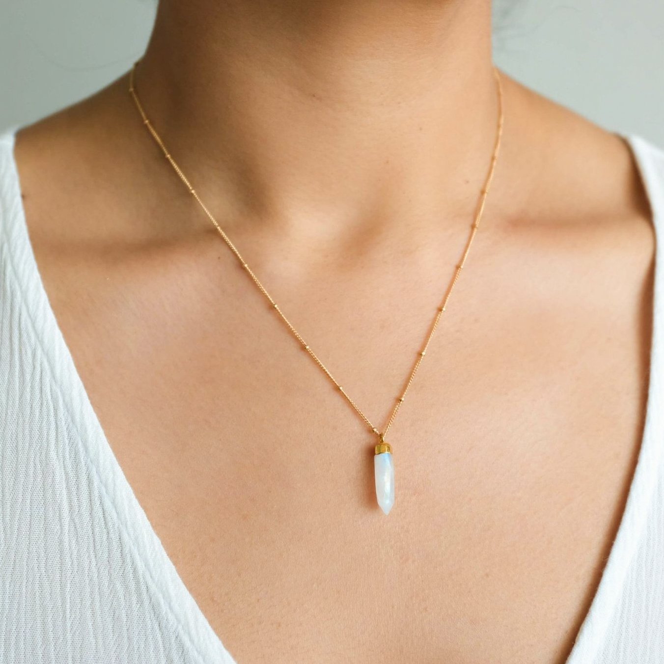 Moonstone Spike Necklace by Simple & Dainty Jewelry