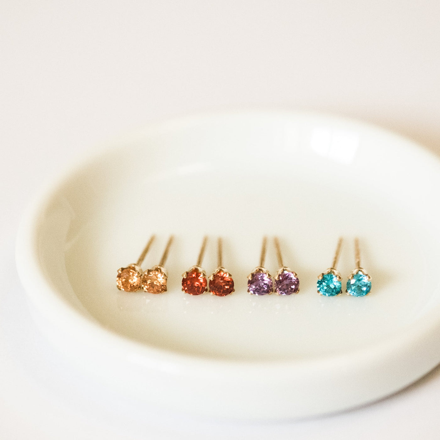 November Birthstone Stud Earrings (Citrine) Gold Filled