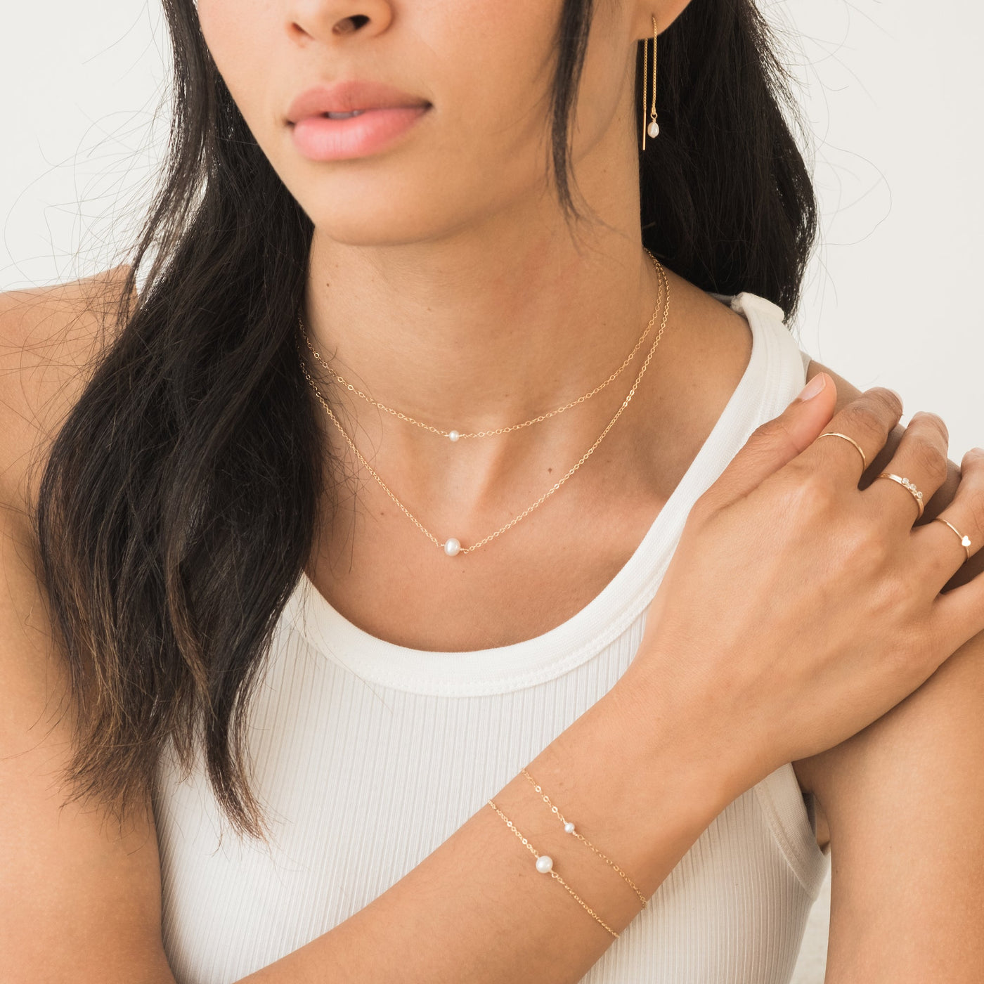 Pearl Drop Threader Earrings | Simple & Dainty Jewelry