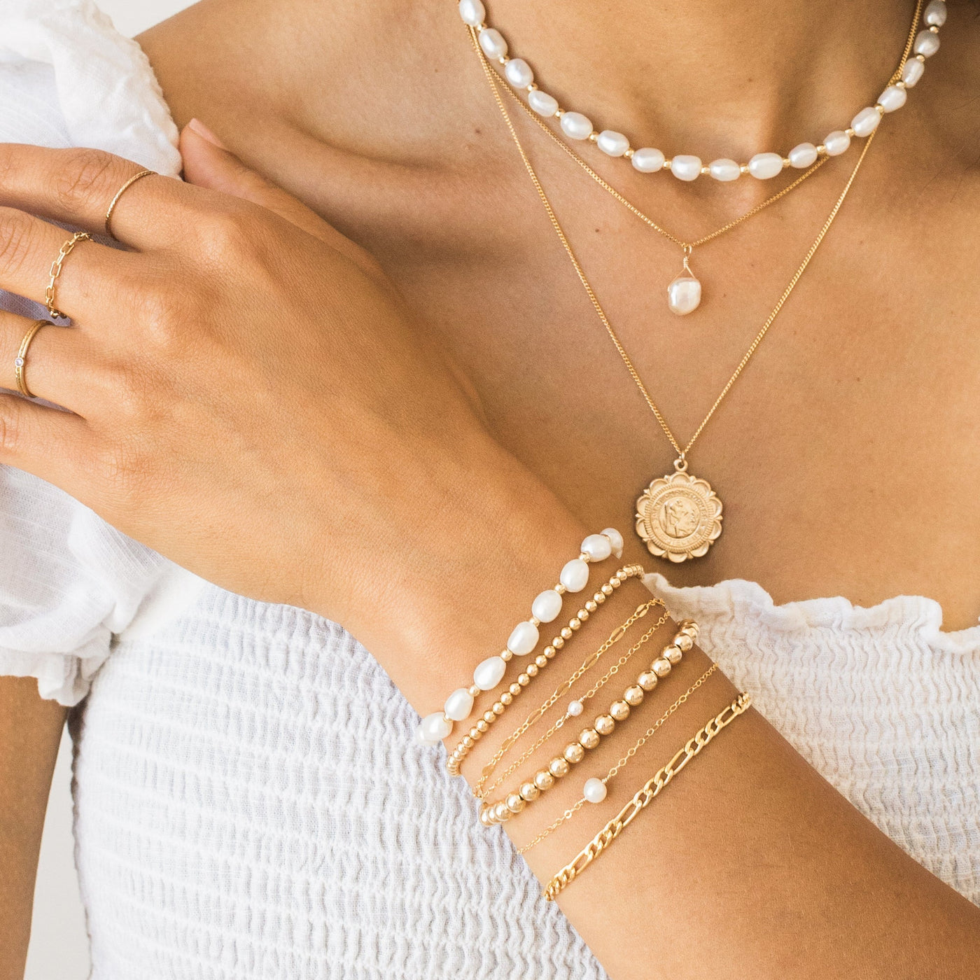 Pearl & Gold Bead Bracelet | Simple & Dainty Jewelry