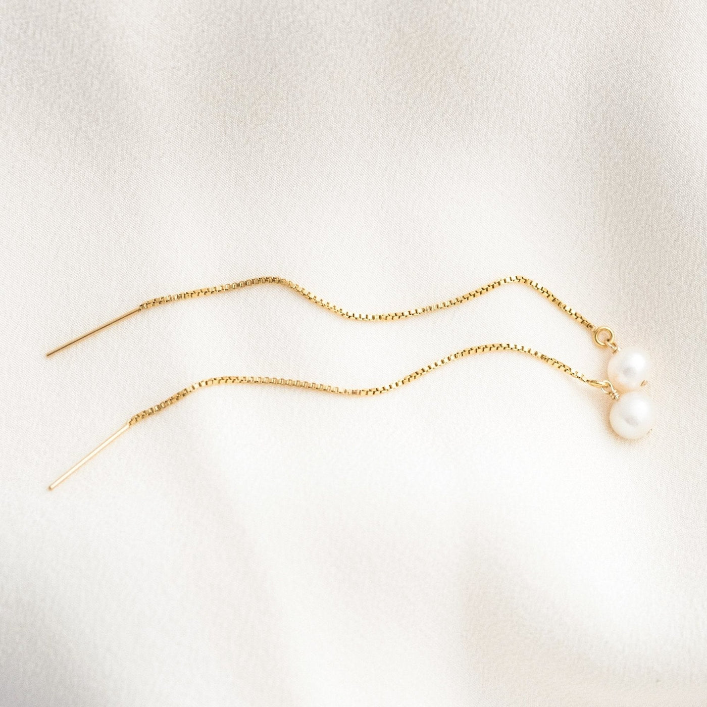 Pearl Threader Earrings by Simple & Dainty Jewelry