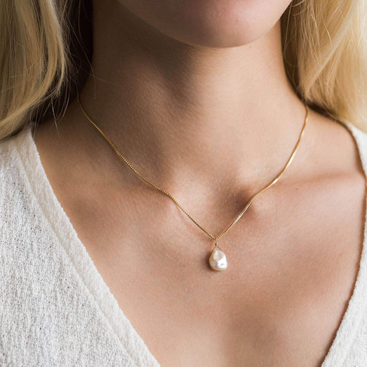 Dainty Gold-Filled Pearl Necklace | Freshwater Pearl & Satellite Chain –  Pearlygirls