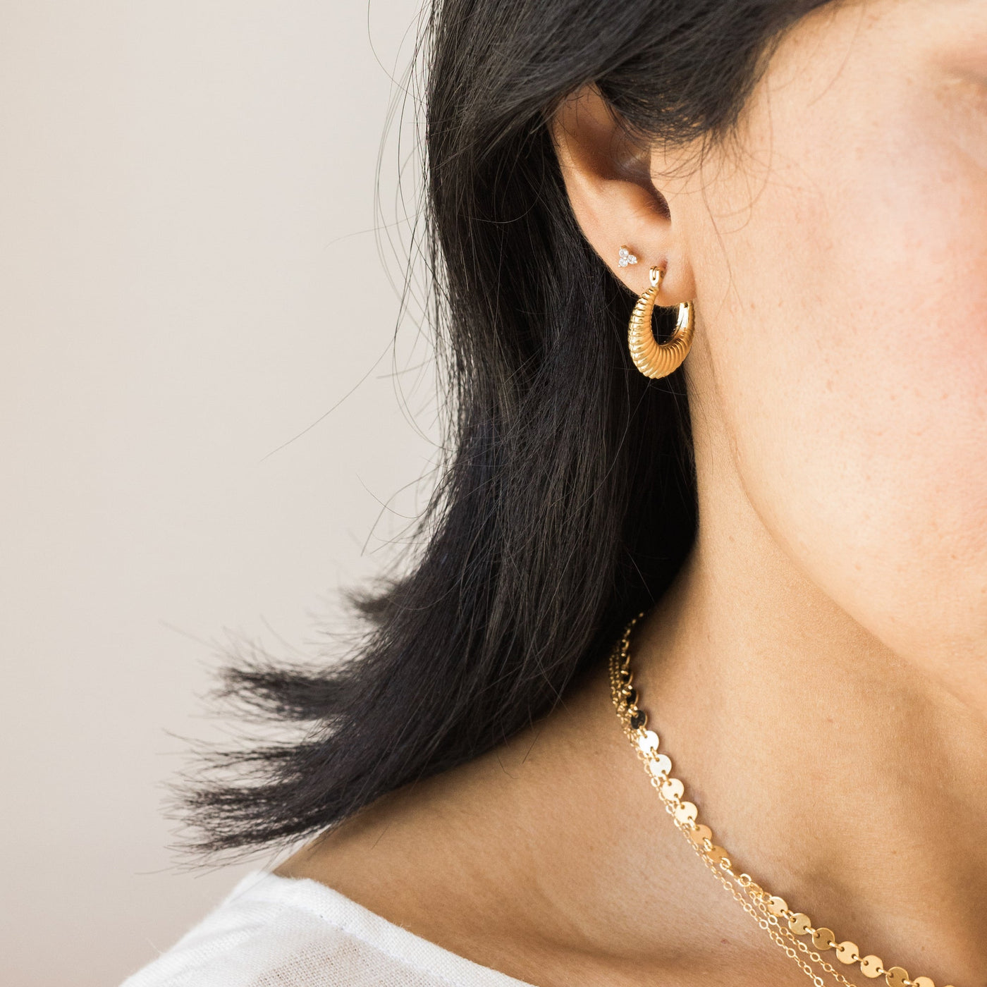 Ribbed Hoop Earrings | Simple & Dainty Jewelry
