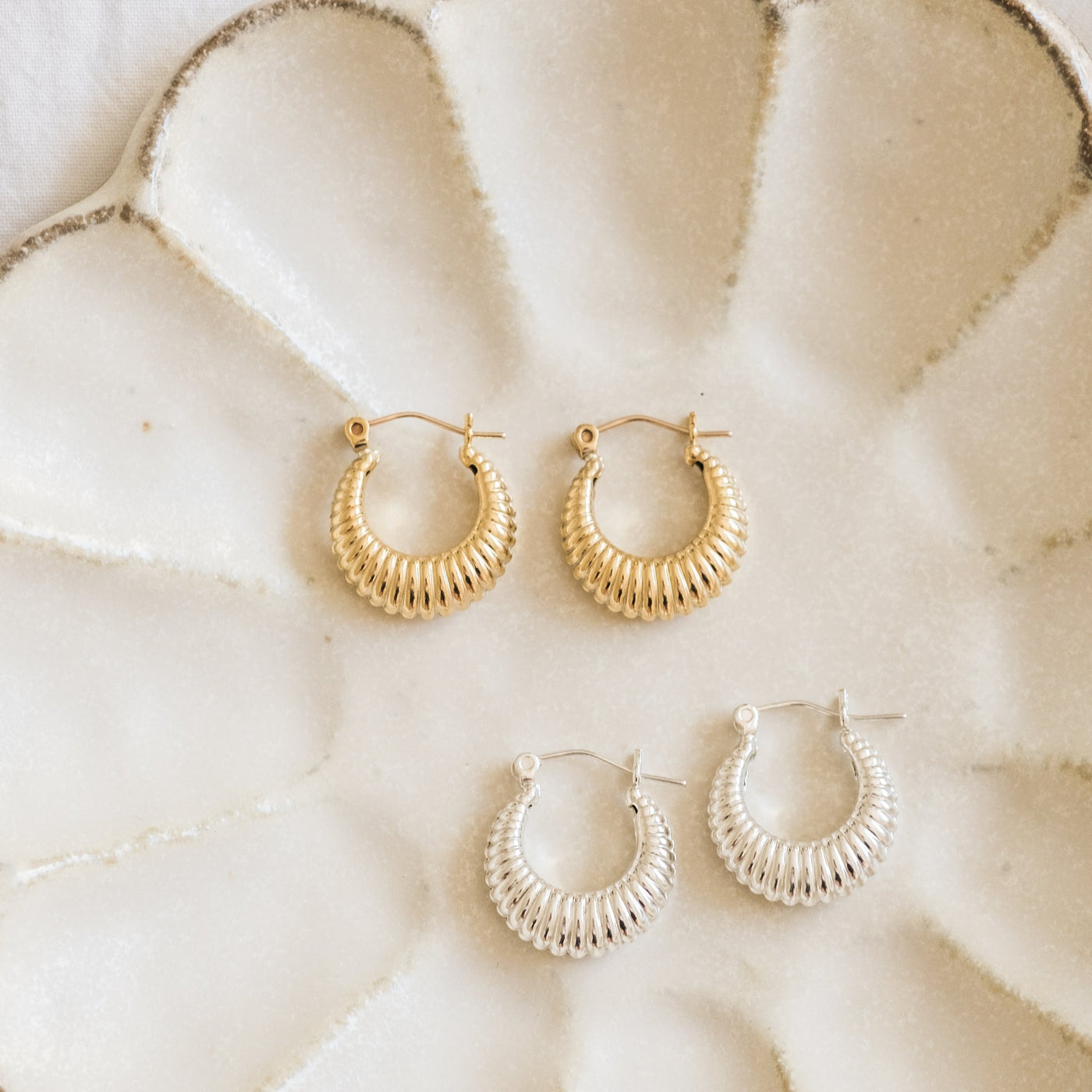 Ribbed Hoop Earrings | Simple & Dainty Jewelry