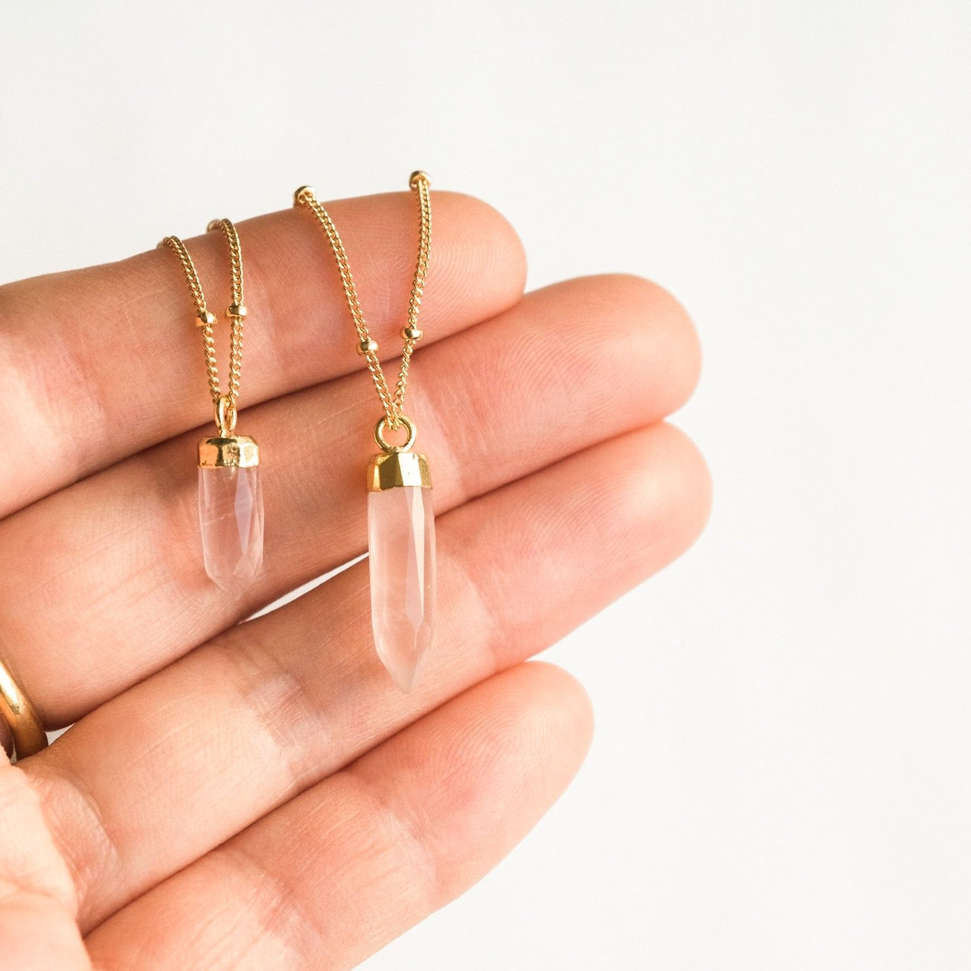 Rose Quartz Spike Necklace by Simple & Dainty Jewelry