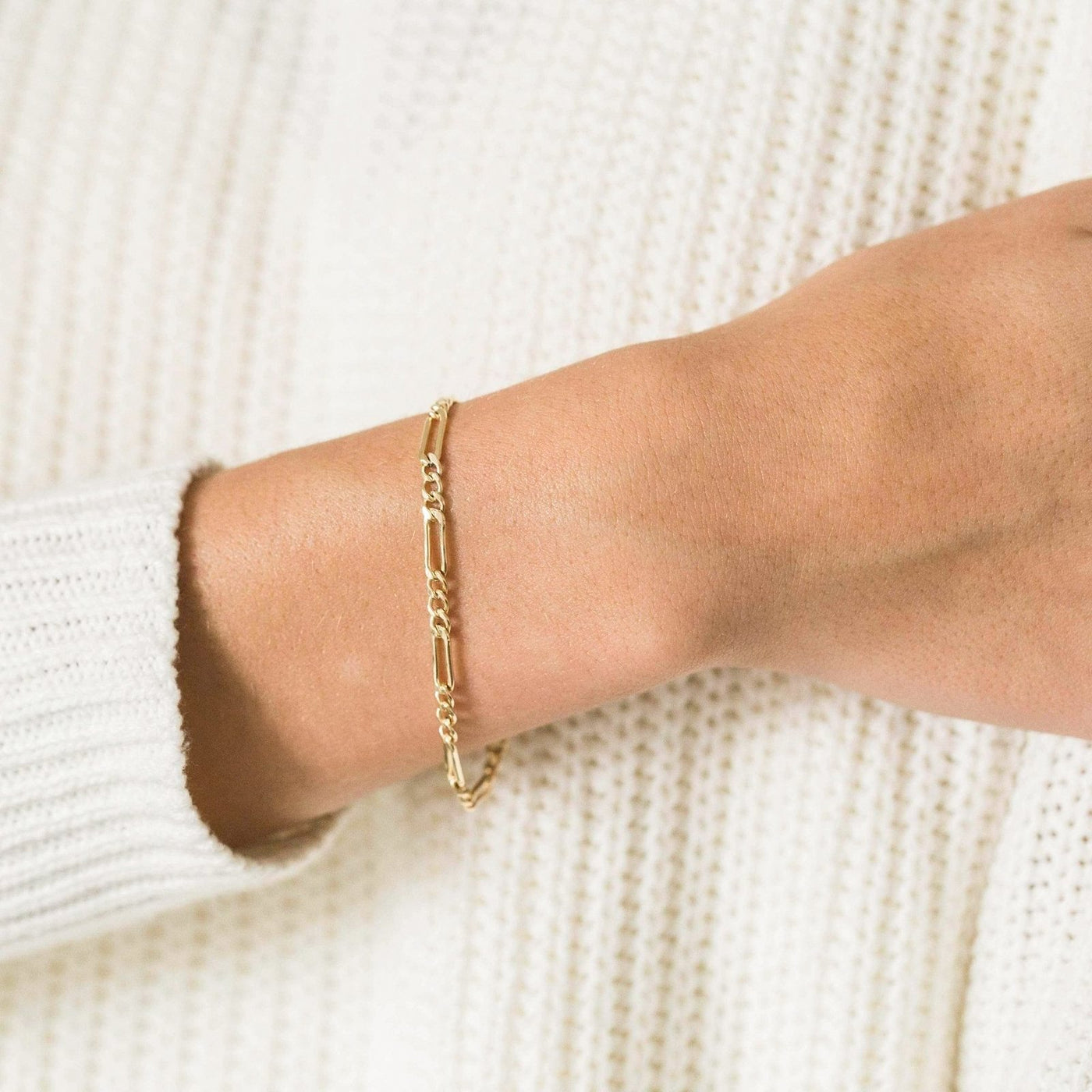 Thick Figaro Chain Bracelet by Simple & Dainty Jewelry