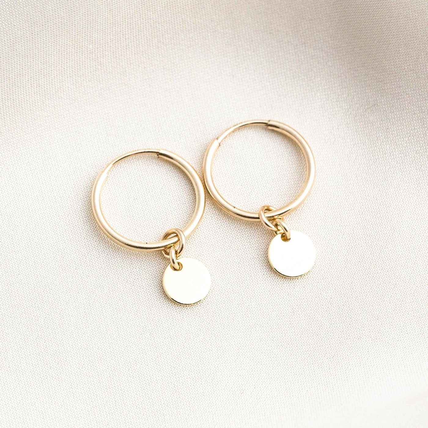 Tiny Coin Hoops by Simple & Dainty Jewelry