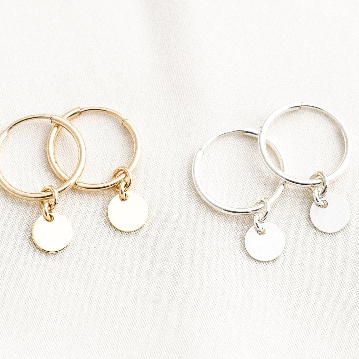 Tiny Coin Hoops by Simple & Dainty Jewelry
