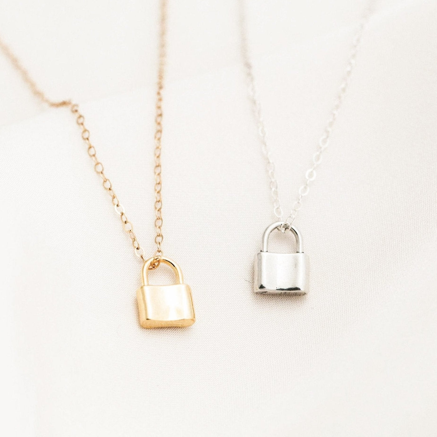 Dainty Gold Lock Necklace / Tiny Lock Necklace / Lock Layering