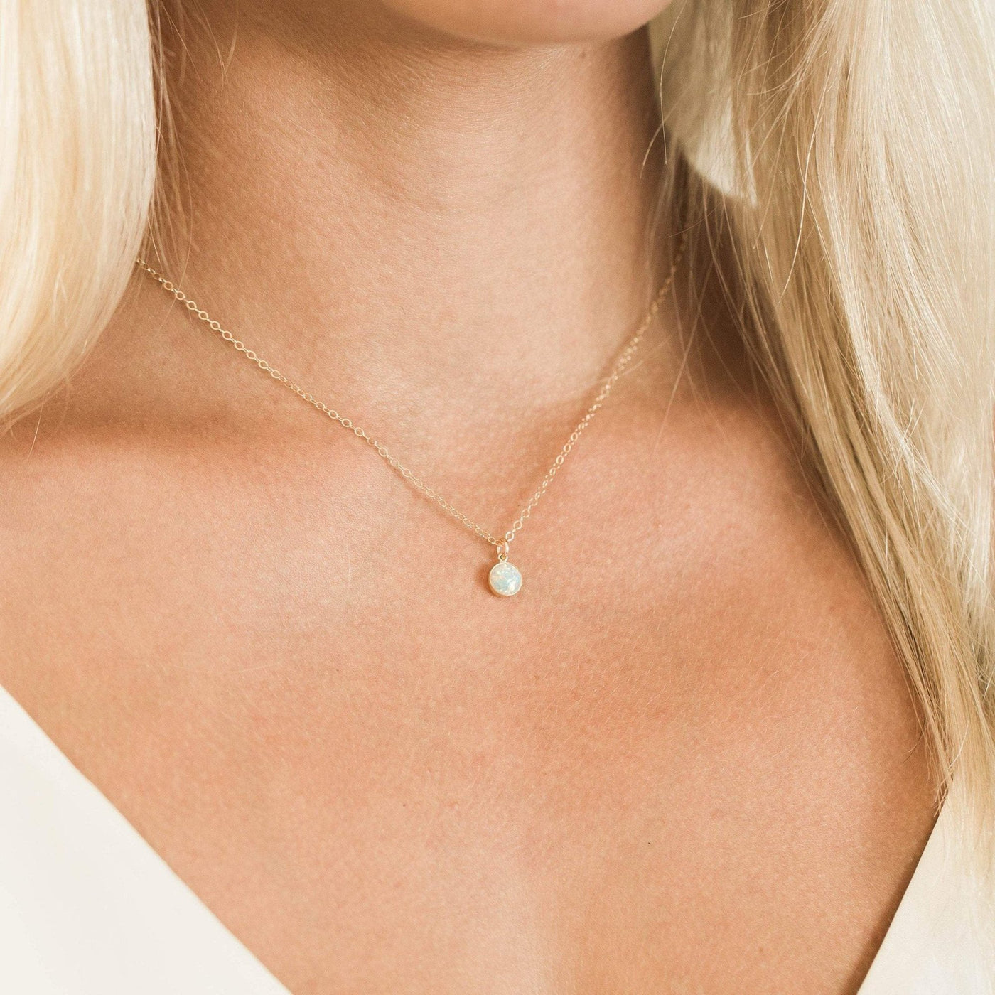 Tiny Opal Necklace | Simple & Dainty