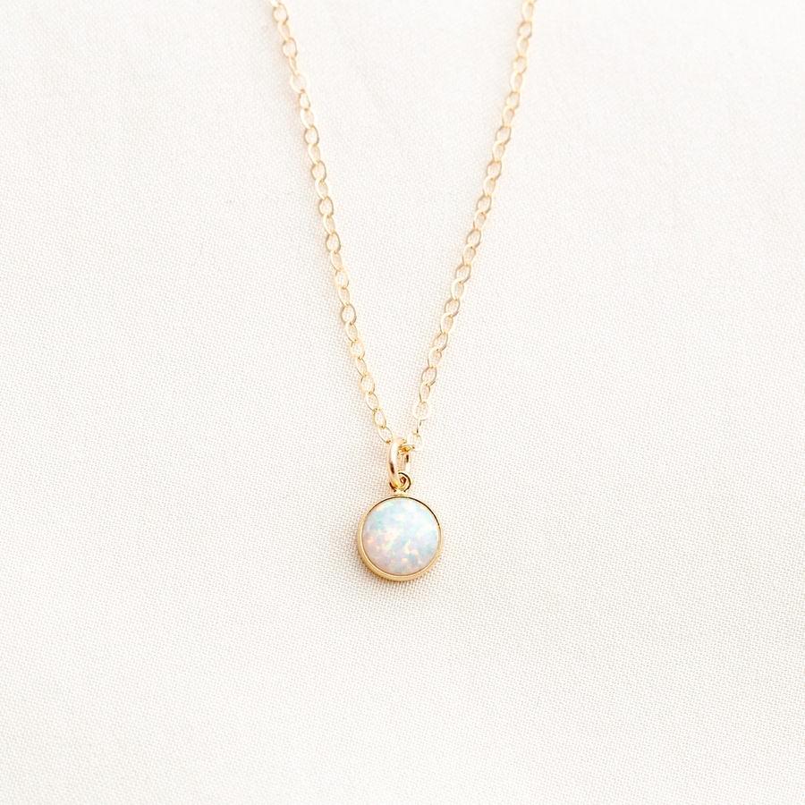 Tiny Opal Necklace by Simple & Dainty Jewelry