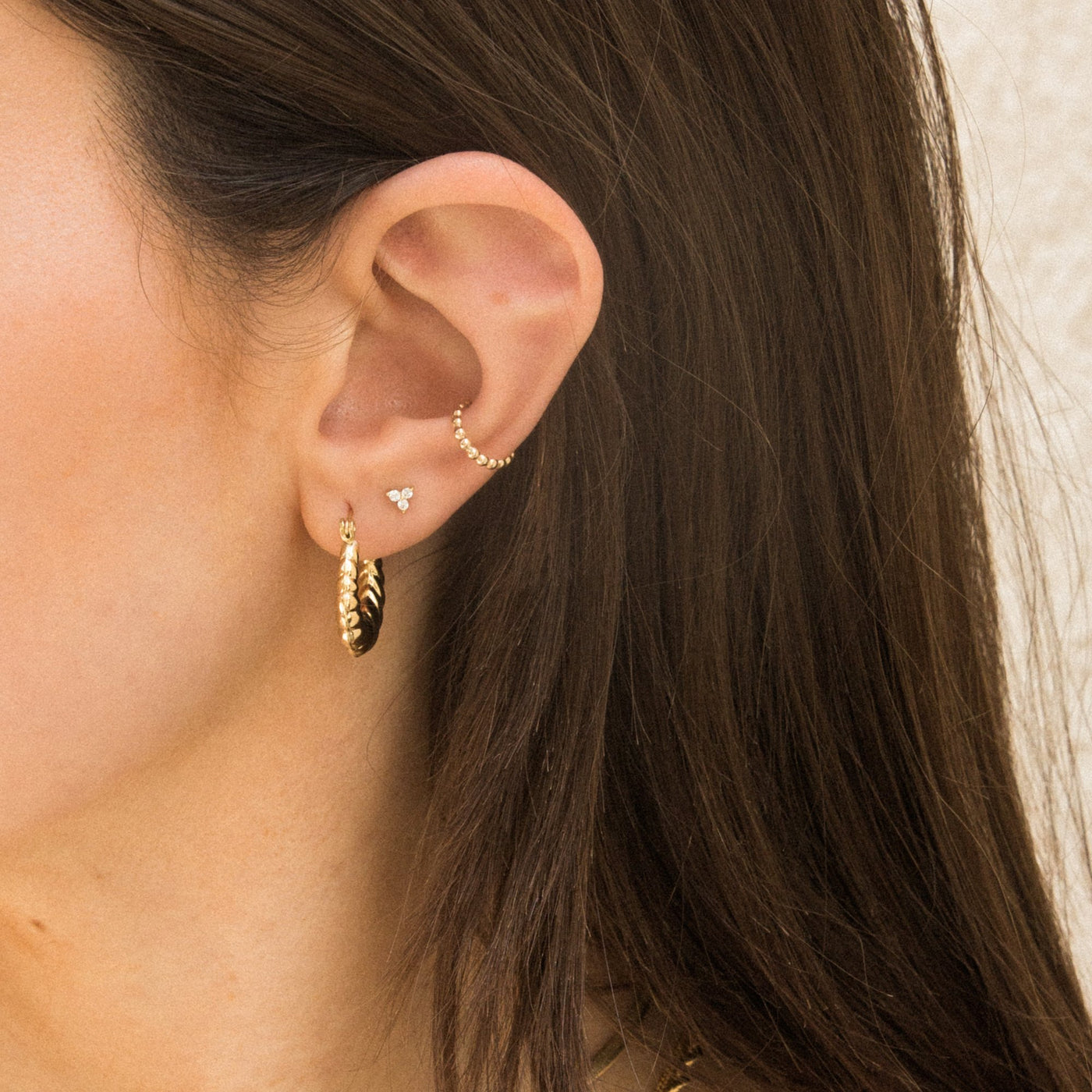 Triple Diamond Stud Earrings by Simple & Dainty Jewelry